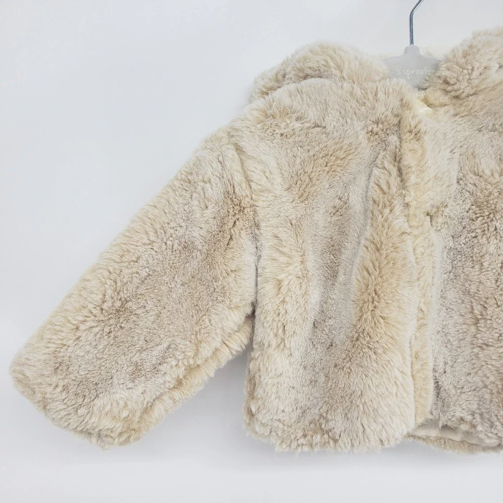 Tartine et Chocolat Faux Fur Hooded Jacket Kids 1 Year Beige Luxury Coat
